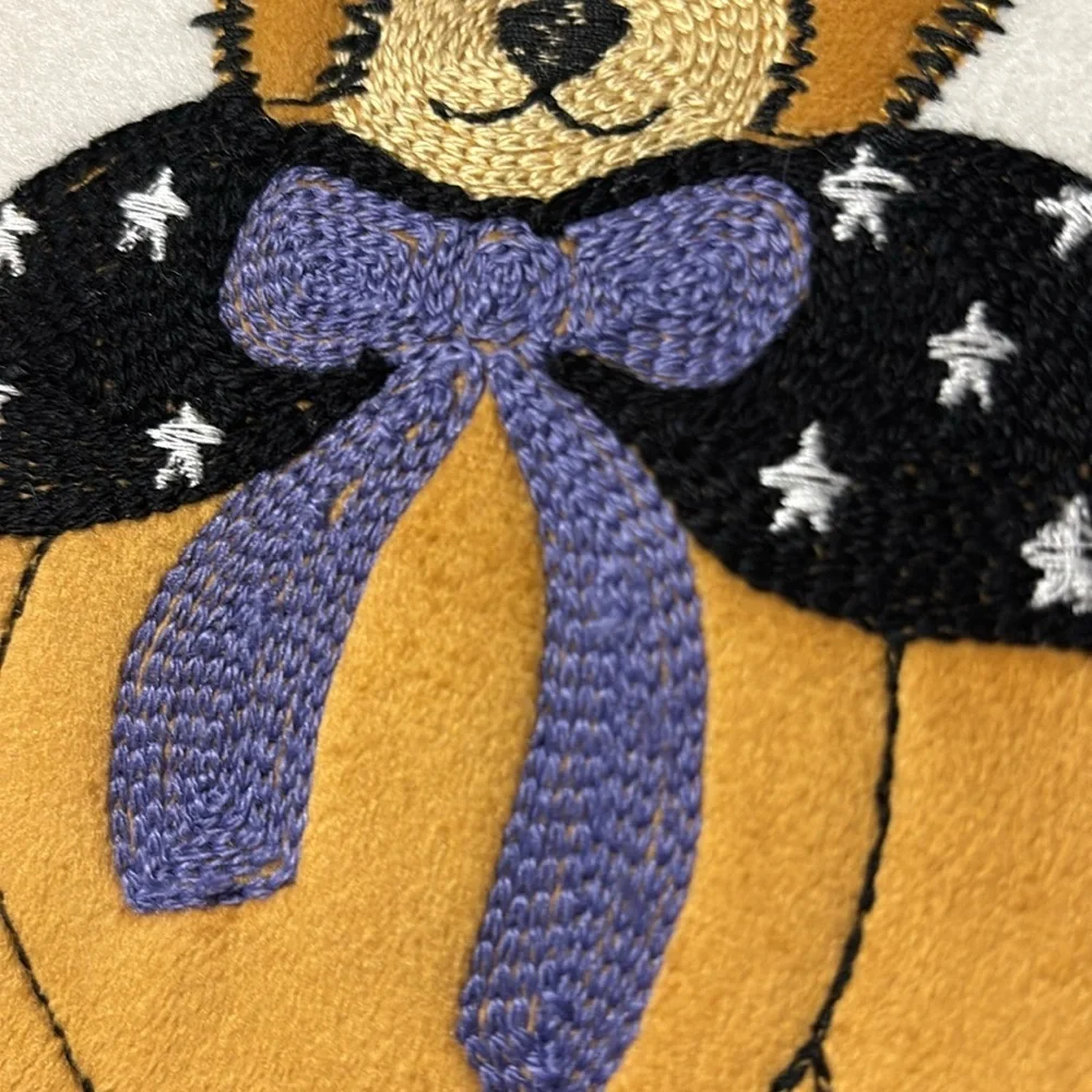 ENVOGUE CREEPY BEAR CRITTERS FAUX FUR HALLOWEEN THROW PILLOW NWT EMBROIDERY